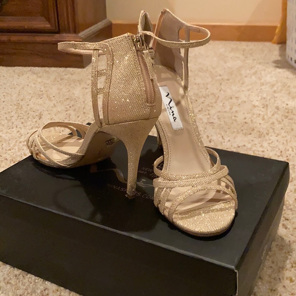 Gold Nina heels